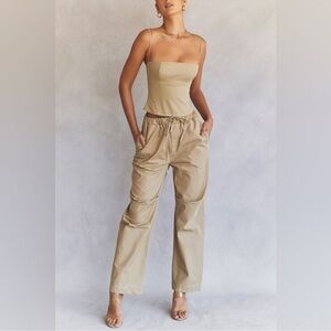 House of CB Beige Luna Camel Cargo Trouser Sz M NEW